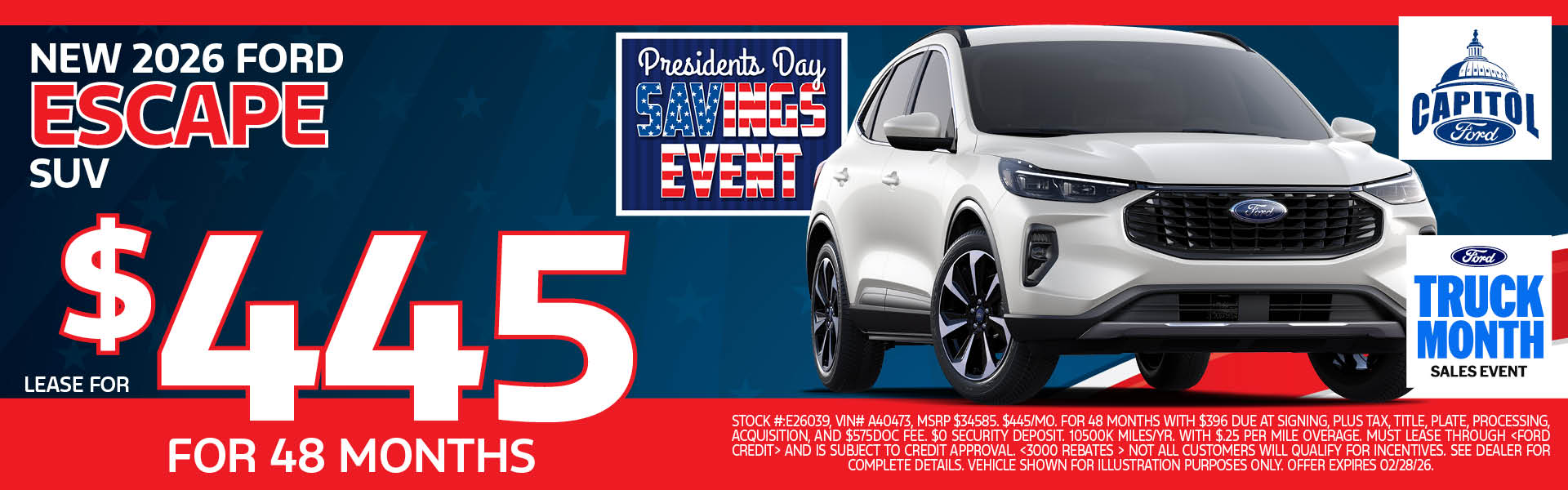 Presidents Day Savings Event