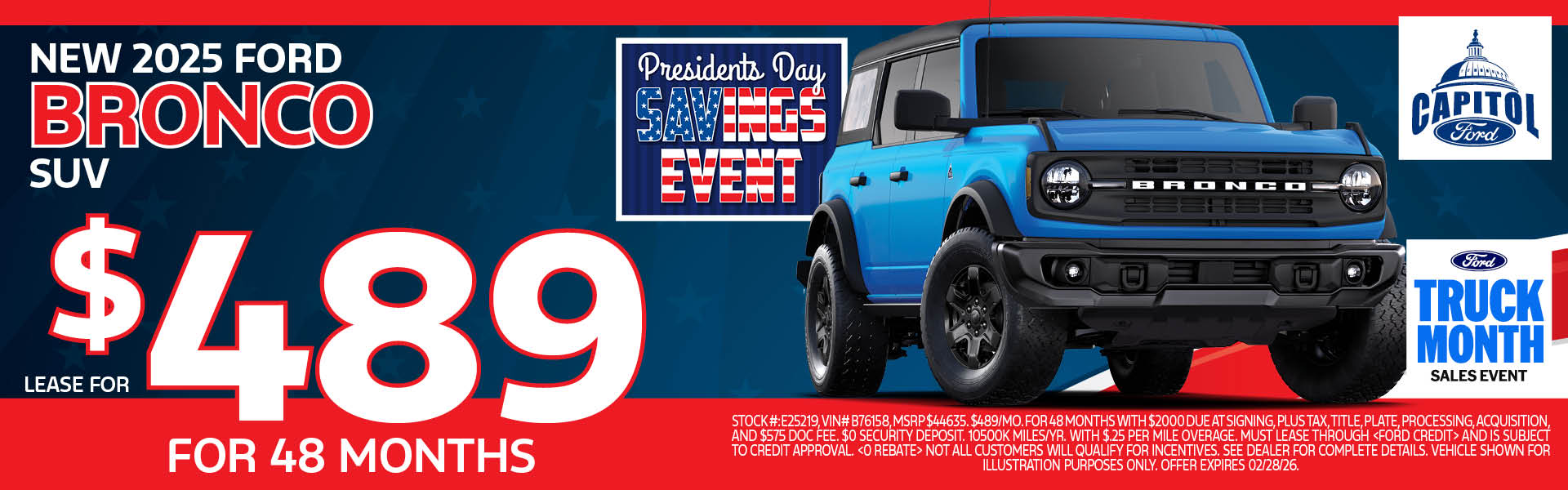 Presidents Day Savings Event