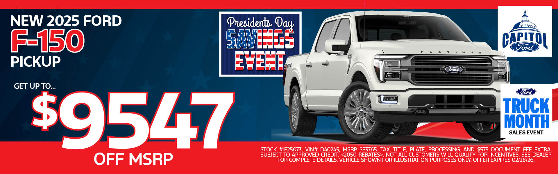 Presidents Day Savings Event