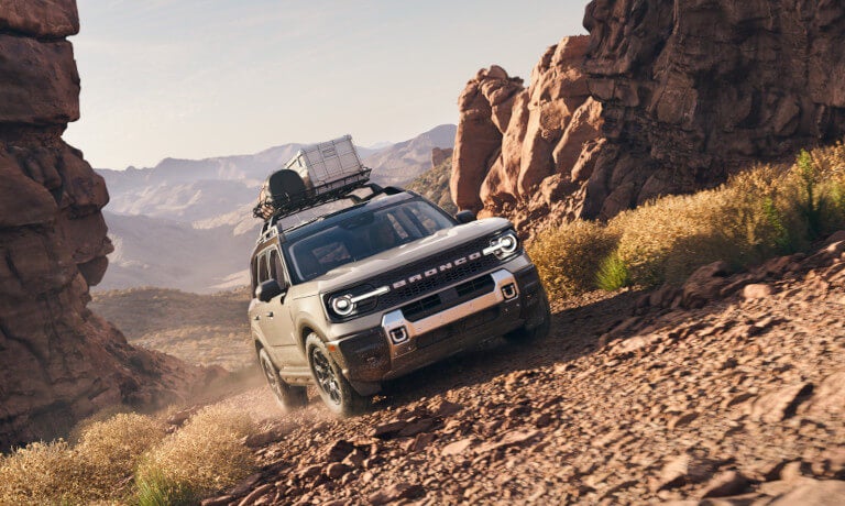2025 Ford Bronco Sport offroading up rocky path